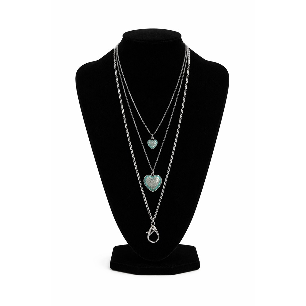 Paparazzi Heart Song Green Lanyard Necklace Silver Tone Heart Charm